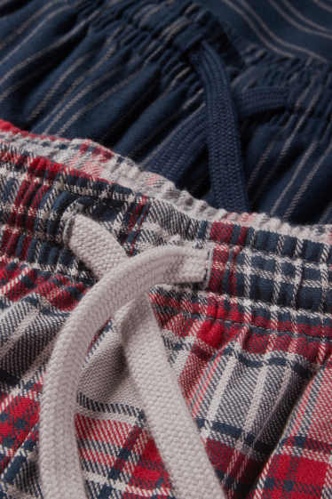 Herren - Multipack 2er - Flanell-Pyjamahose - rot / blau