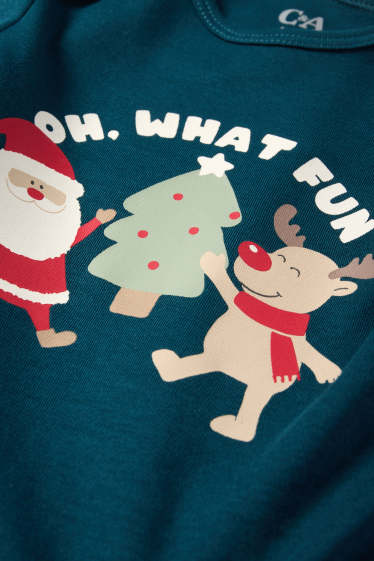 Unisex - Weihnachtsmann und Rentier - Baby-Weihnachts-Body - petrol