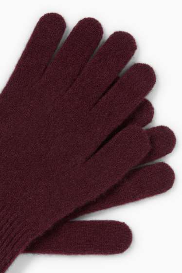 Dames - Handschoenen van kasjmier - bordeaux