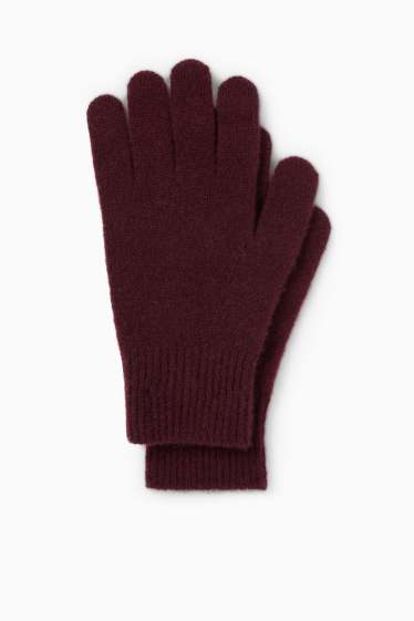 Dames - Handschoenen van kasjmier - bordeaux