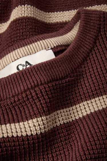 Kinder Buben - Pullover - gerippt - gestreift - rostbraun
