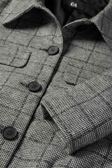 Femei - Blazer crop - în carouri - gri
