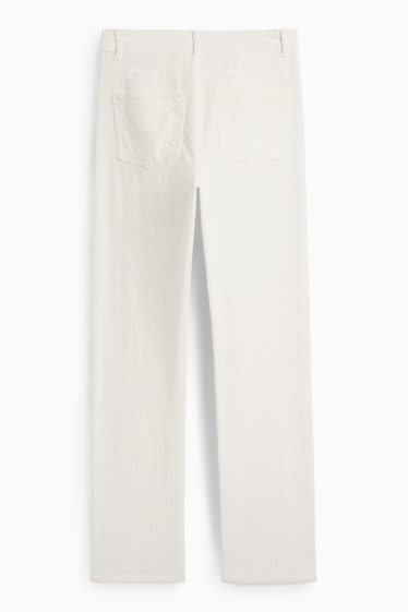 Donna - Pantaloni di velluto - vita alta - straight fit - LYCRA® - bianco crema