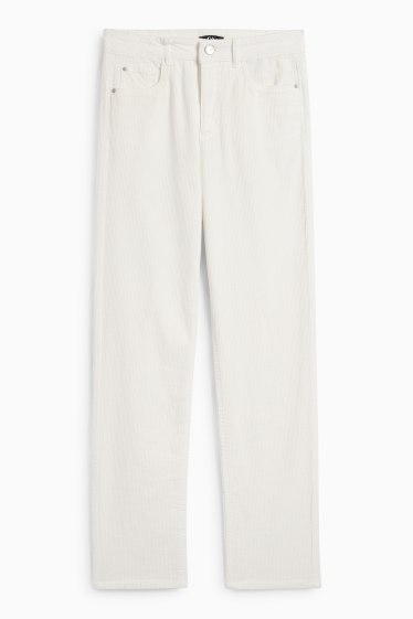 Donna - Pantaloni di velluto - vita alta - straight fit - LYCRA® - bianco crema