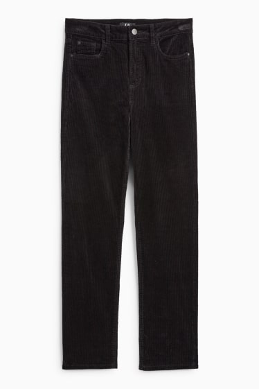 Donna - Pantaloni di velluto - vita alta - straight fit - LYCRA® - nero