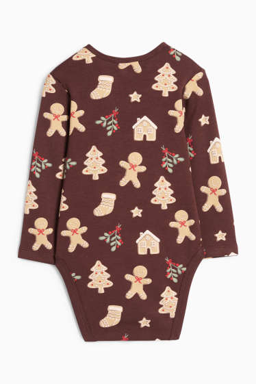 Baby Boys - Biscuit - Christmas baby bodysuit - dark brown
