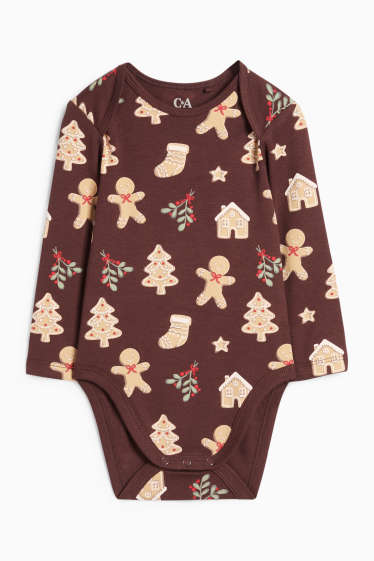 Baby Boys - Biscuit - Christmas baby bodysuit - dark brown