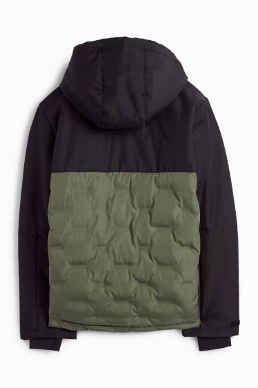 Enfants garçons - Veste de ski à capuche - finition déperlante - vert foncé