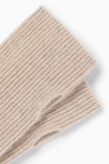 Dames - Polswarmers van kasjmier - geribd - licht beige