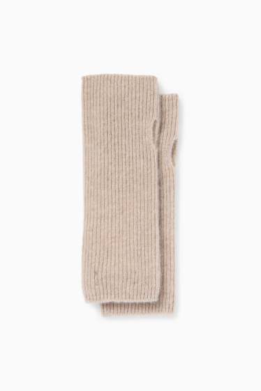 Dames - Polswarmers van kasjmier - geribd - licht beige