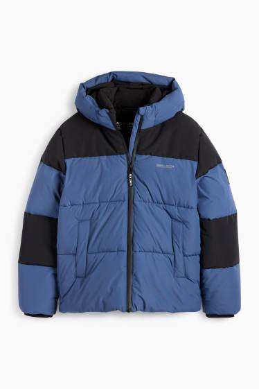 Children Boys - Quilted jacket with hood - dark blue