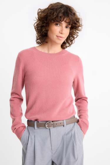 Dames - Trui van kasjmier - donker rose