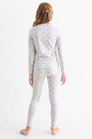 Kinder Mädchen - Multipack 2er - Schleife - Pyjama - 4 teilig - dunkelrosa