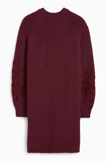 Femei - Rochie din tricot - straight fit - vișiniu