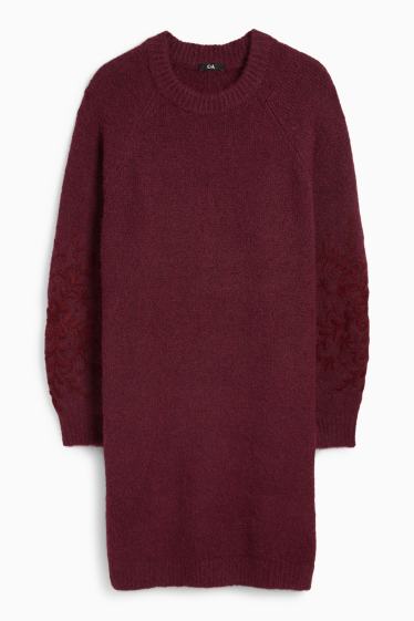 Femei - Rochie din tricot - straight fit - vișiniu