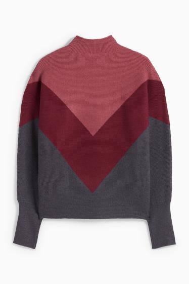 Women - Jumper - ribbed - bordeaux