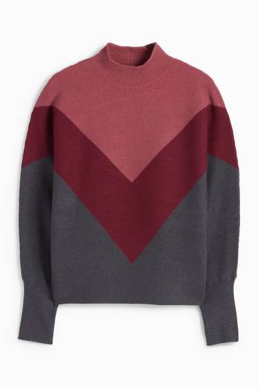 Women - Jumper - ribbed - bordeaux