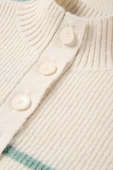 Women - Jumper - ribbed - striped - cremewhite