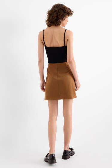 Donna - Minigonna - similpelle scamosciata - marrone