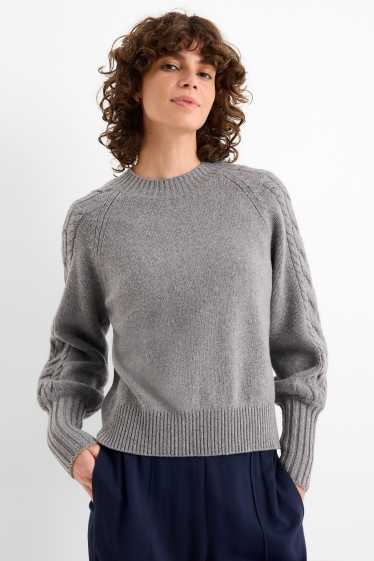 Damen - Kaschmir-Pullover - grau