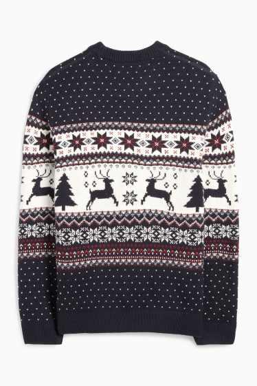 Herren - Weihnachtspullover - Rentier - dunkelblau