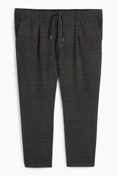 Heren - Chino - tapered fit - geruit - donkergrijs