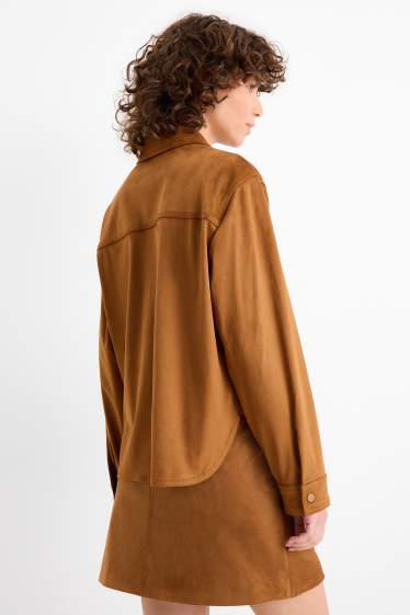 Donna - Shacket - similpelle scamosciata - marrone