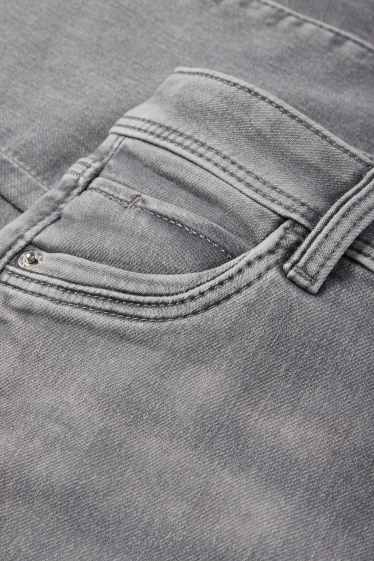Women - Slim jeans - mid-rise waist - jog denim - denim-light gray