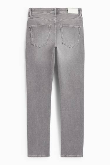 Women - Slim jeans - mid-rise waist - jog denim - denim-light gray