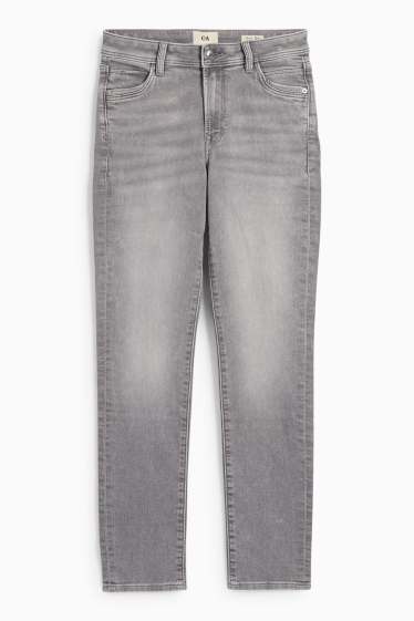 Women - Slim jeans - mid-rise waist - jog denim - denim-light gray