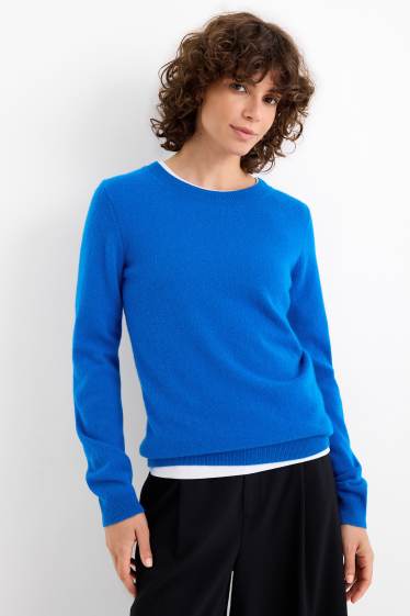 Dames - Trui van kasjmier - blauw