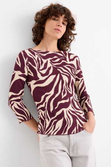Femei - Tricou cu mânecă lungă - cu model - structurat - mov