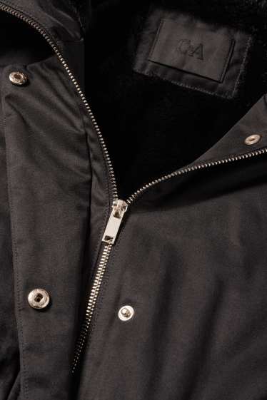 Damen - Parka mit Kapuze - Winter - schwarz