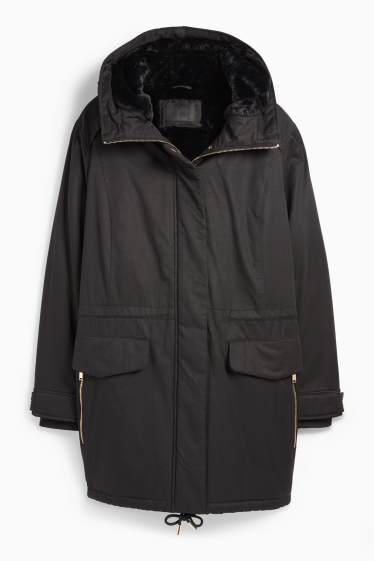 Damen - Parka mit Kapuze - Winter - schwarz