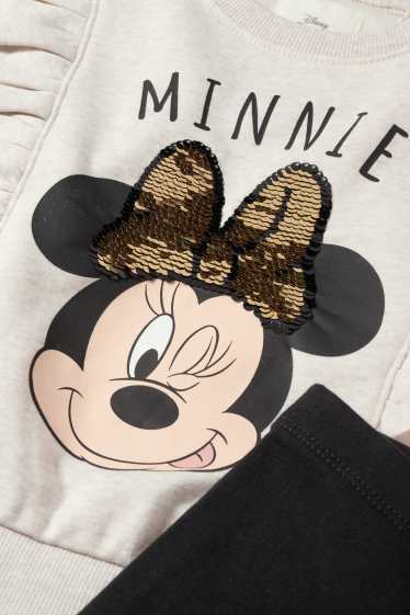 Kinderen: meisjes - Minnie Mouse - set - sweatshirt en thermolegging - 2-delig - beige