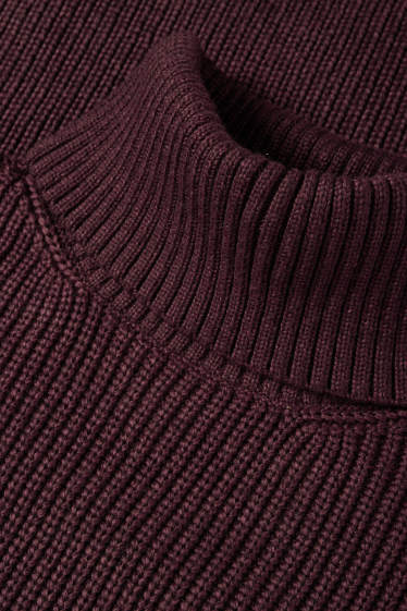 Damen - Strickkleid - Straight Fit - gerippt - lila
