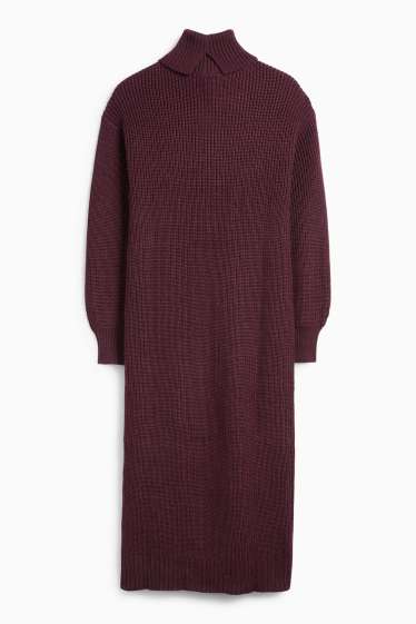 Damen - Strickkleid - Straight Fit - gerippt - lila