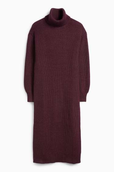 Damen - Strickkleid - Straight Fit - gerippt - lila