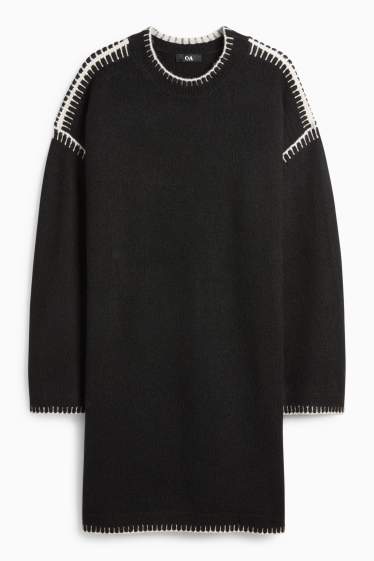 Femmes - Robe en maille - straight fit - noir
