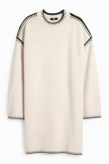 Femmes - Robe en maille - straight fit - beige clair