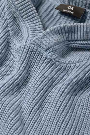 Herren - Kapuzenpullover - gerippt - hellblau
