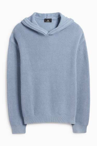 Herren - Kapuzenpullover - gerippt - hellblau