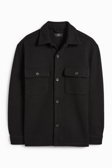 Hommes - Veste-chemise - relaxed fit - col kent - noir