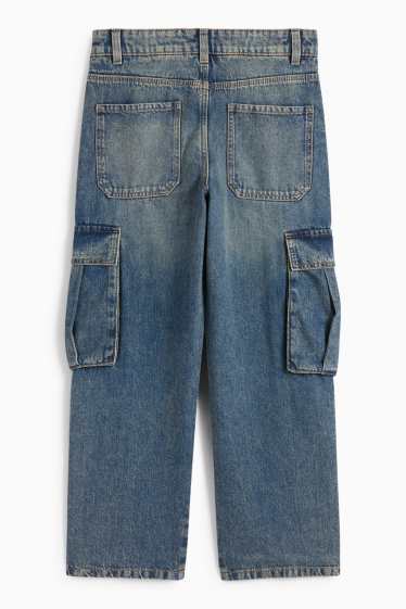 Kinder Buben - Cargo Jeans - Thermojeans - jeansblau