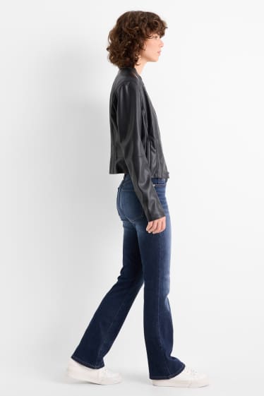 Women - Bootcut jeans - mid-rise waist - denim-dark blue
