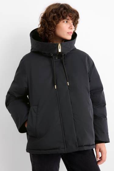 Women - Jacket with hood - lined - water-repellent - black