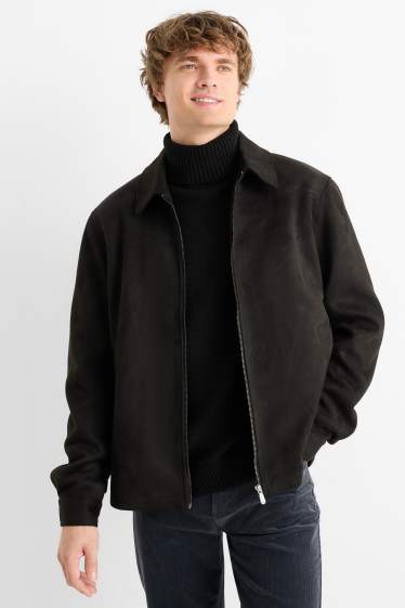 Herren - Blouson - Velourslederimitat - schwarz