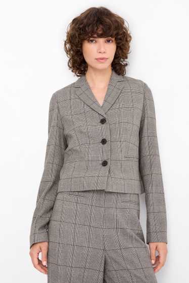 Femei - Blazer office - cambrat - în carouri - gri