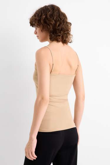 Dames - Set van 2 - basic top - zwart / beige