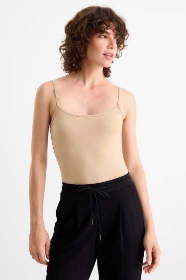 Dames - Set van 2 - basic top - zwart / beige